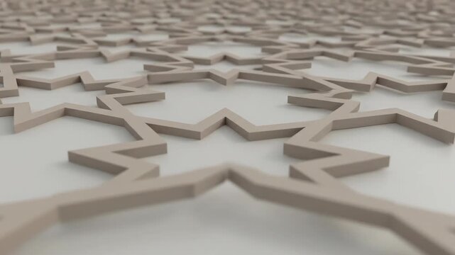 Seamless Looping Animation of 3D Islamic Geometric Pattern.