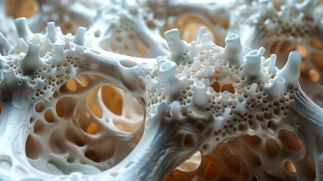 The microscopic structure of bone with its porous pattern demonstrates the complexity of the human body. Suitable as a scientific background for educational materials, medical research and anatomy lec