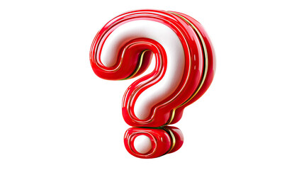 Enigmatic Query: A bold, stylized question mark, a symbol of curiosity and the unknown, is presented in a dynamic, 3D render.