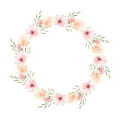 Obraz premium Pastel Wildflower Floral Wreath Frame Isolated on Transparent Background Watercolor Illustration PNG