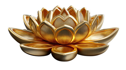 Golden Lotus: A stunning, intricately designed golden lotus, its petals meticulously crafted, radiates elegance and serenity, embodying purity and spiritual awakening.