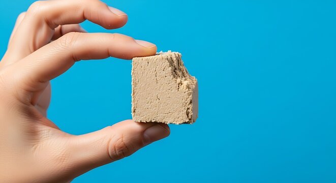 hand holding a halva bite