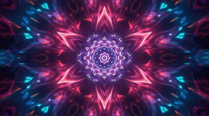 Mesmerizing cosmic fractal pattern radiating vibrant light and energy in space