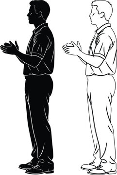 Two individuals demonstrating different hand-clapping techniques while standing upright.