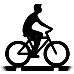 Fototapeta premium Silhouette cyclist's cycling journey: A striking silhouette of a cyclist navigating on a bicycle, embodying motion, journey, and the spirit of outdoor adventures.