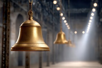 Obraz premium Bell in room with lights a bell is situated within a room illuminated by ambient lighting