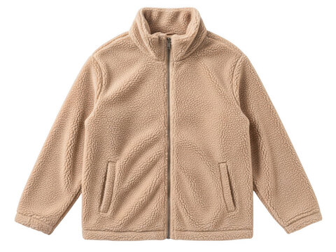 Beige sherpa fleece jacket isolated on transparent background
