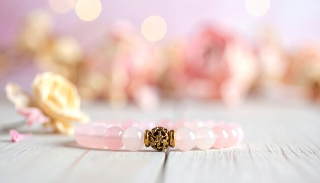 Boho-Armband mit Trockenbl&uuml;ten im Hintergrund