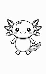 Cute Axolotl Standing and Smiling: Adorable Cartoon Character for Children's Books and Illustrations, Aquatic Amphibian Art, Happy Mascot Design, Playful  Animal, Education, Pet,  Printable Vector Ill