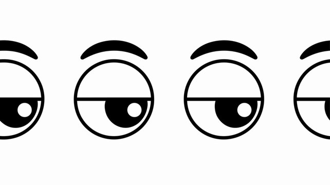 Cartoon Eyes Rolling Skeptically on White Background: Expressing Disapproval, Boredom, Sarcasm in Animation, Graphic Design, Vector Art for Education, Social Media, Healthcare, Corporate Training Mate