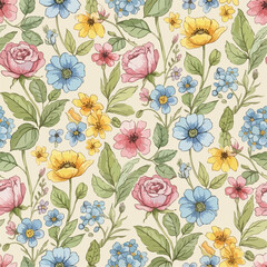 Obraz premium Lush Colorful Spring Flower Pattern for Surface Design Projects