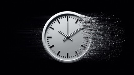 Abstract Representation of Time with Clock Hands Moving Rapidly Against a Dark Background