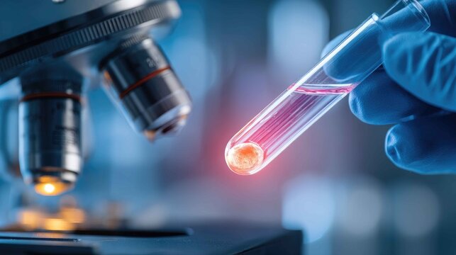 Laboratory Experiment with Test Tube and Microscope in Science Lab