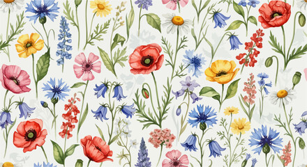 Bold Spring Garden Floral Background for Fabric and Design © Aquarelles