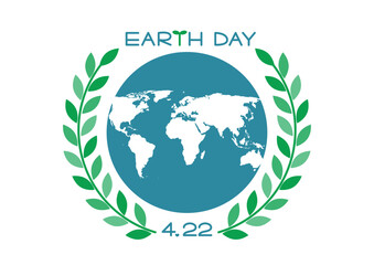 アースデーのイラスト 葉の飾りと地球