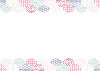 カラフルな和柄の重なり半円模様フレーム