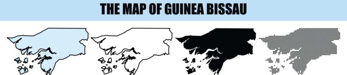 Guinea Bissau Map Vector Set Outline Silhouette Pixelated Representation