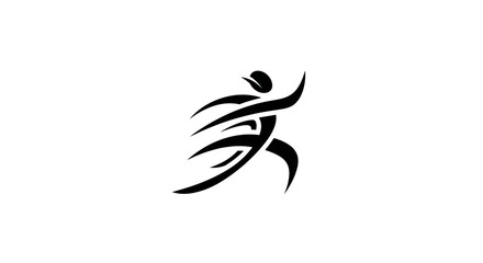 Fototapeta premium Dynamic illustration of a person running with flowing motion lines