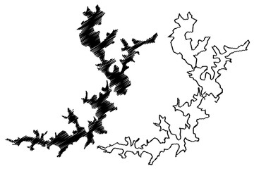 Obraz premium Lake Avalanche, Emerald and Ootacamund (Republic of India, Ooty, Tamil Nadu) map vector illustration, scribble sketch Avalanchi map