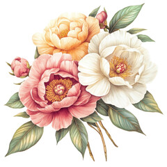 Elegant Pastel Peony Bouquet Black Background