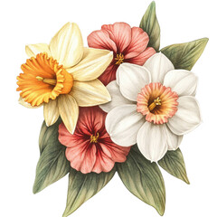 Elegant Floral Bouquet with Colorful Blossoms Black Background