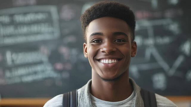 Student in casual attire smiling for camera