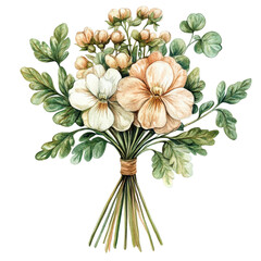 Elegant Flower Bouquet with Green Foliage Black Background