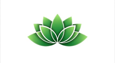 Green layered lotus flower  on white background.