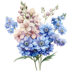Elegant Bouquet Pink Lavender and Blue Flowers