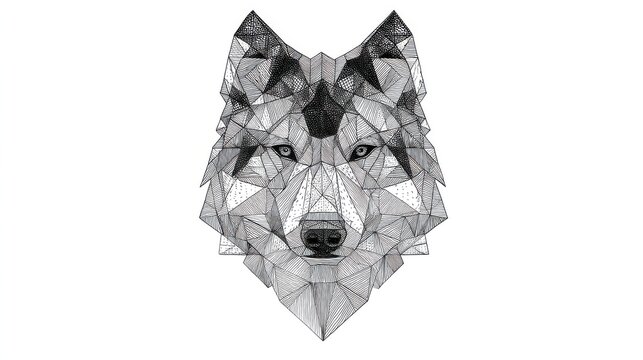 Geometric polygonal wolf head illustration