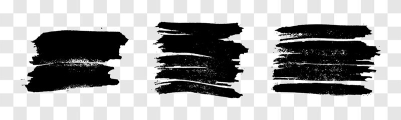 Set of black hand drawn brush strokes