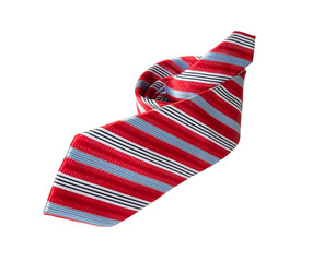 Red striped silk necktie isolated on white background &ndash; men&rsquo;s fashion accessory for business and formal style