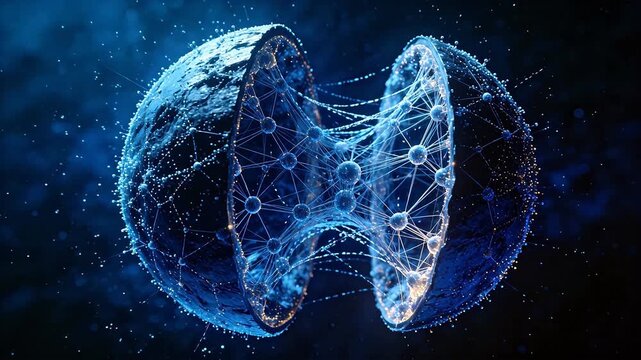 Abstract digital sphere with network connections