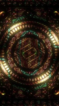 Golden circular Shiva mandala with layered sacred geometry and radiant motion, spiritual vertical reel designed for meditation focus and devotional visual storytelling
