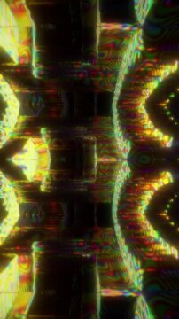 Abstract golden mirrored pattern with rhythmic symmetry and flowing motion, vertical reel blending sacred geometry aesthetics and immersive ambient visual textures
