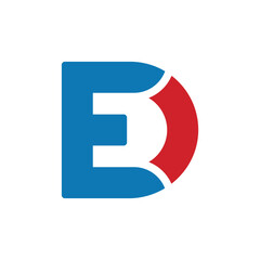 Modern E and D Monogram Logo Mark in Blue and Red for Business Branding and Corporate Identity