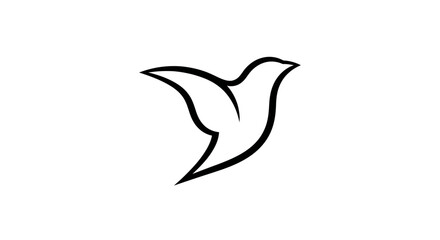 Obraz premium Simple minimalist outline of a flying bird logo or icon, isolated white background.