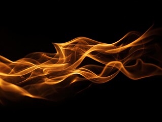 Fototapeta premium High quality photo of Abstract Golden Orange Smoke or Light Trails on Black Background