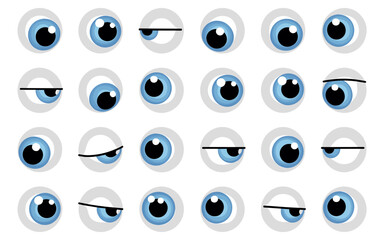 Cartoon Eyes Expressions Animation: Moody Look, Googly Eyeballs Characters Staring Around with Shifty Behavior, Expressive Watching, Animated Movie Element, Comic Face Details, Creative Illustration,