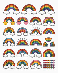 Diversity Rainbows Collection: Celebrate Pride Month with Vibrant Rainbow Graphics Over White  Background. Ideal for LGBTQ+ Community Events, Supporting Gay Rights, Spreading Joy Through Graphic Desig