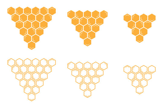 Set of honeycomb icons. Natural honeycomb icons collection. Honeycomb or hexagon pattern. Abstract honeycomb cell. eps 10