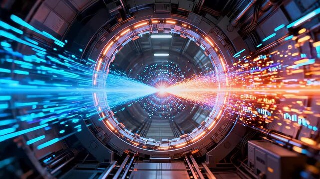 Futuristic particle accelerator tunnel