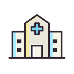 Obraz premium Medical Clinic Building Flat Icon