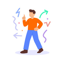 Making Quick Decisions, acting rapidly under pressure, Flat vector character illustration