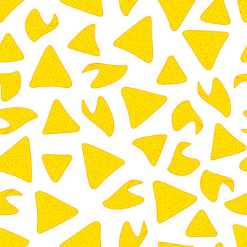 doodle nachos pattern background. tortilla chips pattern. nachos seamless pattern background.