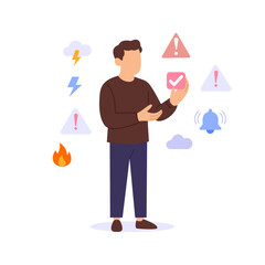 Handling Unexpected, managing sudden challenges effectively, Flat vector character illustration