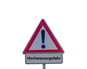 Schild freigestellt Hochwassergefahr