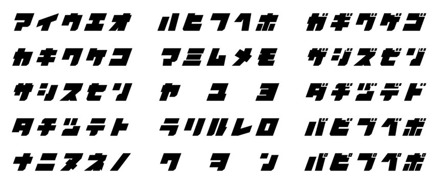Black Block Font Italic (Japanese Katakana)