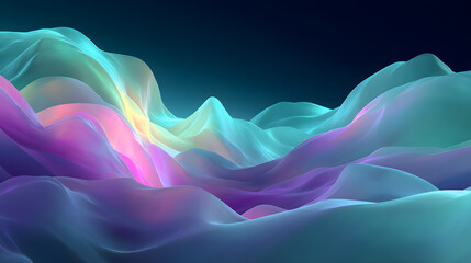 Dreamy Pastel Gradient Landscape with Aurora Waves