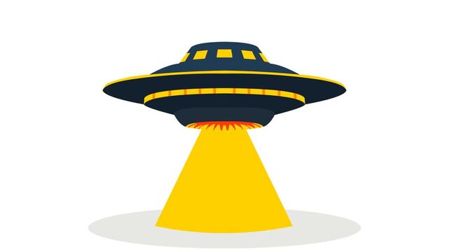 UFO, a spaceship emitting yellow light